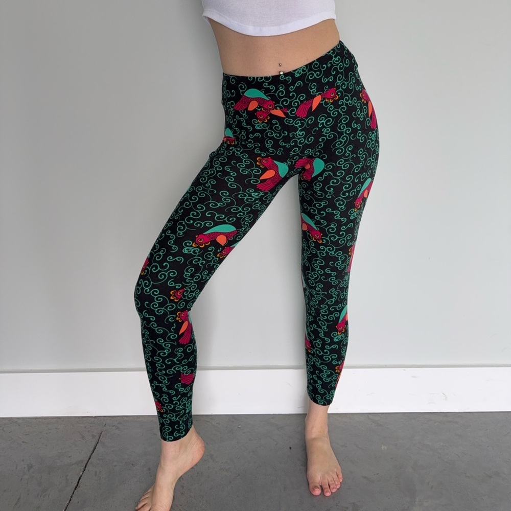 LuLaRoe Tropical Bird Print Leggings One Size